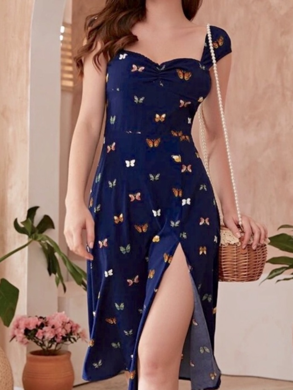 🦋 Navy Butterfly Print Sundress!